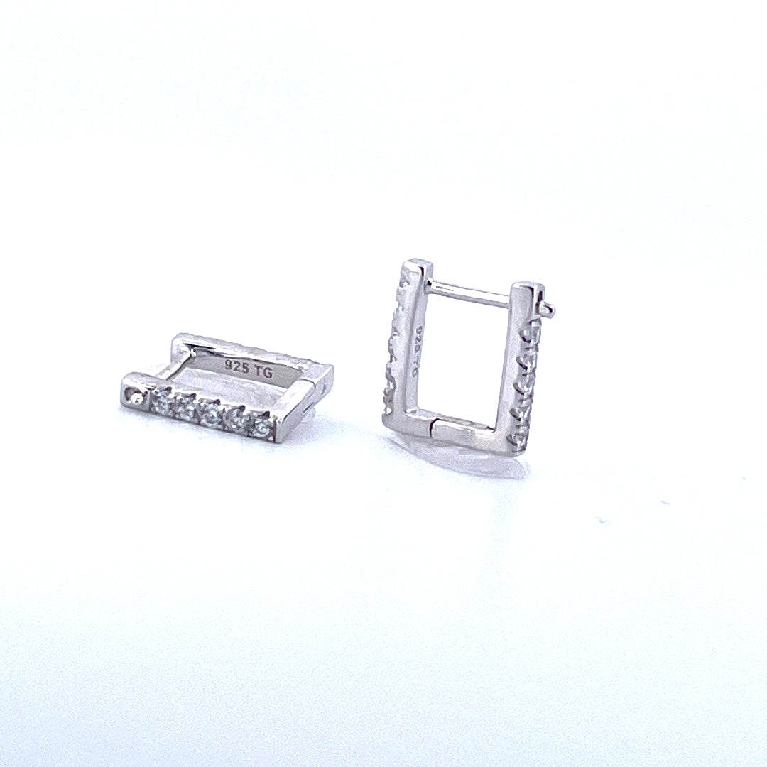 S925 Sterling Silver Moissanite Rectangular Hoop Earrings - Women's Designer Jewelry