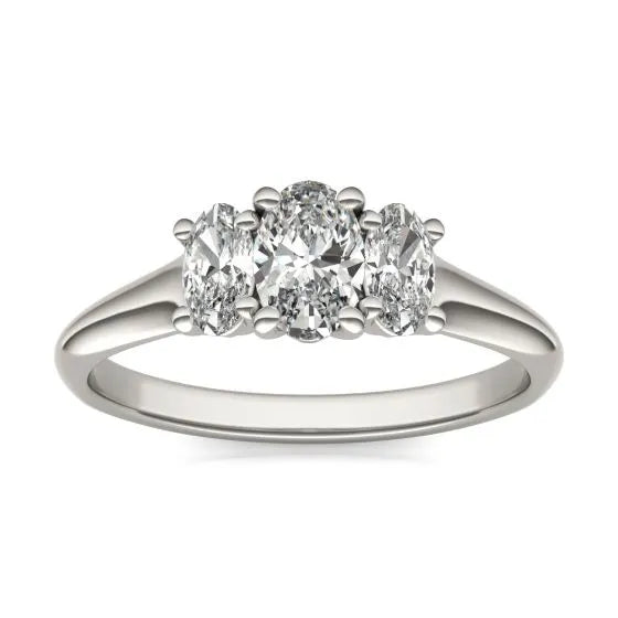 Oval Three-Stone Lab-Grown Diamond Engagement Ring | 1.00 Carat G/VS1+ in 14K White Gold