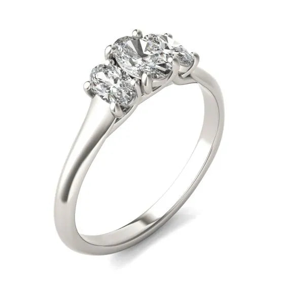 Oval Three-Stone Lab-Grown Diamond Engagement Ring | 1.00 Carat G/VS1+ in 14K White Gold