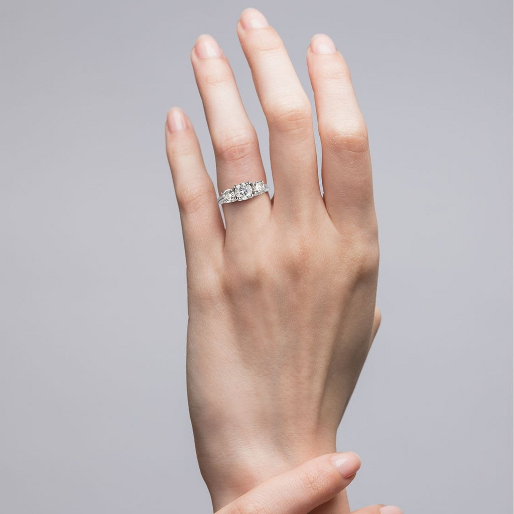 Three-Stone Lab-Grown Diamond Engagement Ring | 2.00 Carat G/VS1+ in 14K Gold