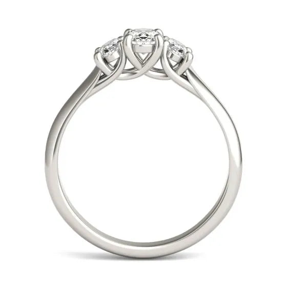 Oval Three-Stone Lab-Grown Diamond Engagement Ring | 1.00 Carat G/VS1+ in 14K White Gold