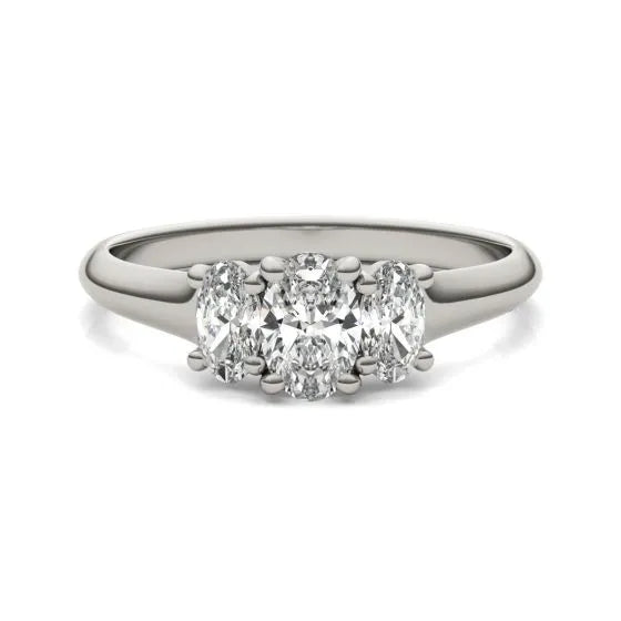 Oval Three-Stone Lab-Grown Diamond Engagement Ring | 1.00 Carat G/VS1+ in 14K White Gold