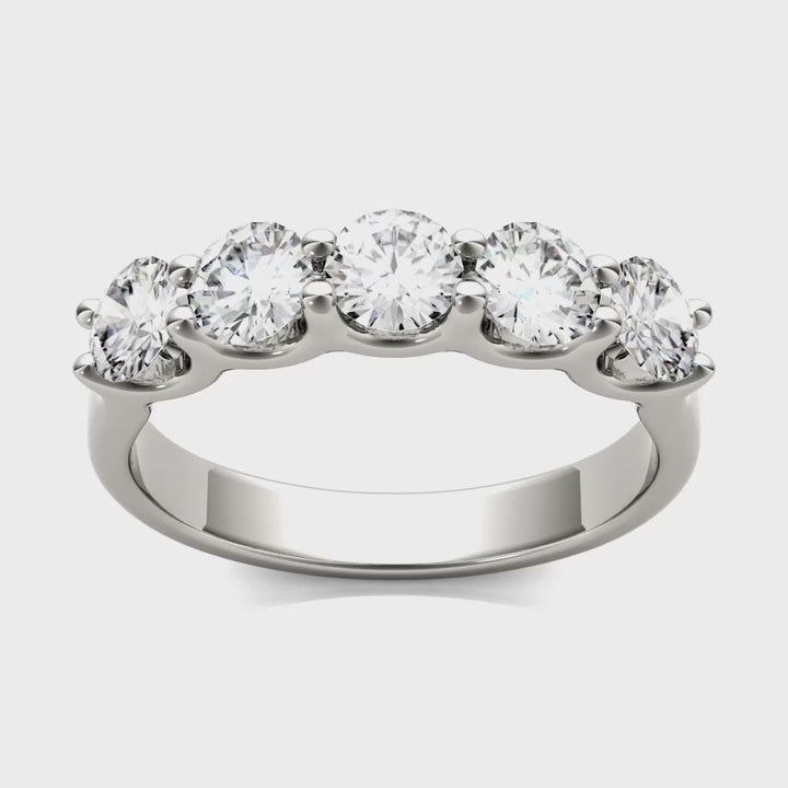 Five-Stone Lab-Grown Diamond Anniversary Band | 1.25 Carat G/VS1+ in 14K White Gold