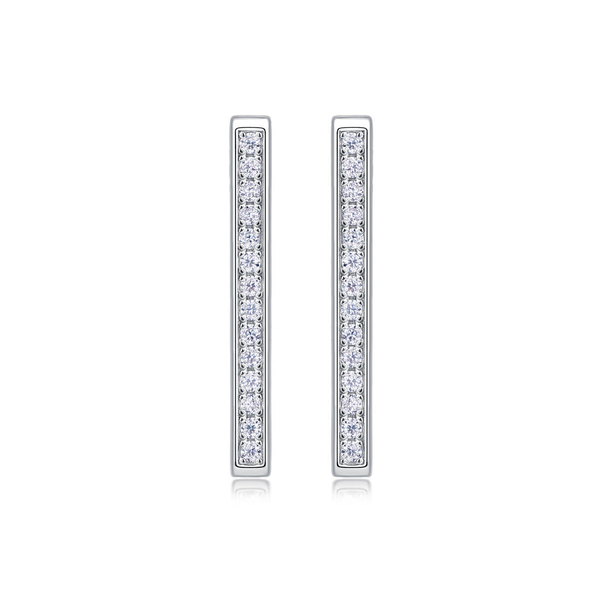 S925 Sterling Silver Moissanite Rectangular Hoop Earrings - Women's Designer Jewelry