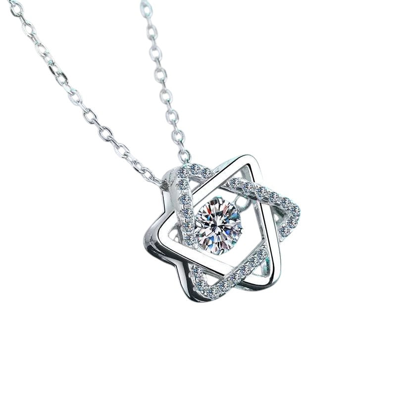 0.5 Carat Moissanite Star of David Pendant Necklace | Platinum-Plated Sterling Silver | GRA Certified