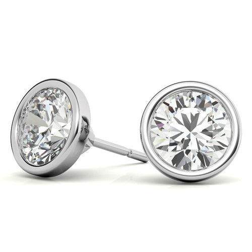 4.00 CTW Lab-Grown Diamond Bezel Martini Stud Earrings in 14K Gold