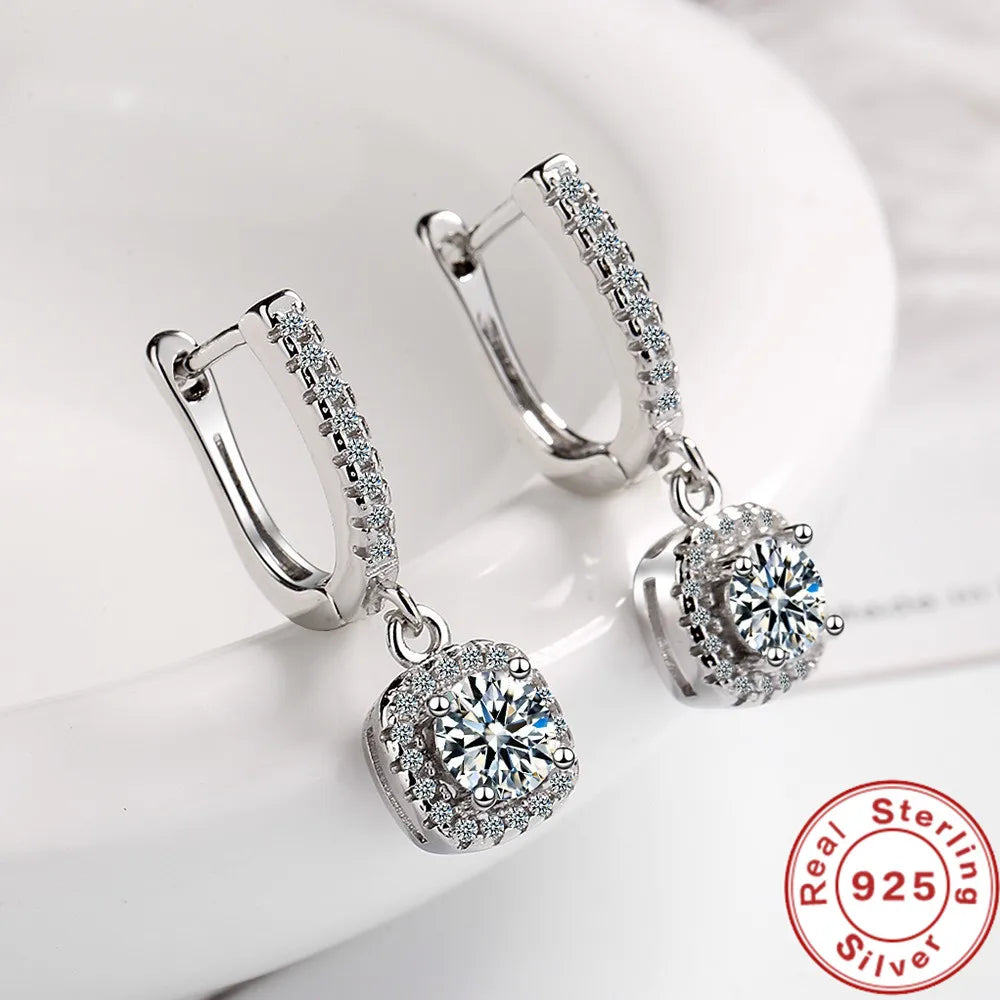 2CT Moissanite Diamond Huggie Hoop Earrings | 925 Sterling Silver