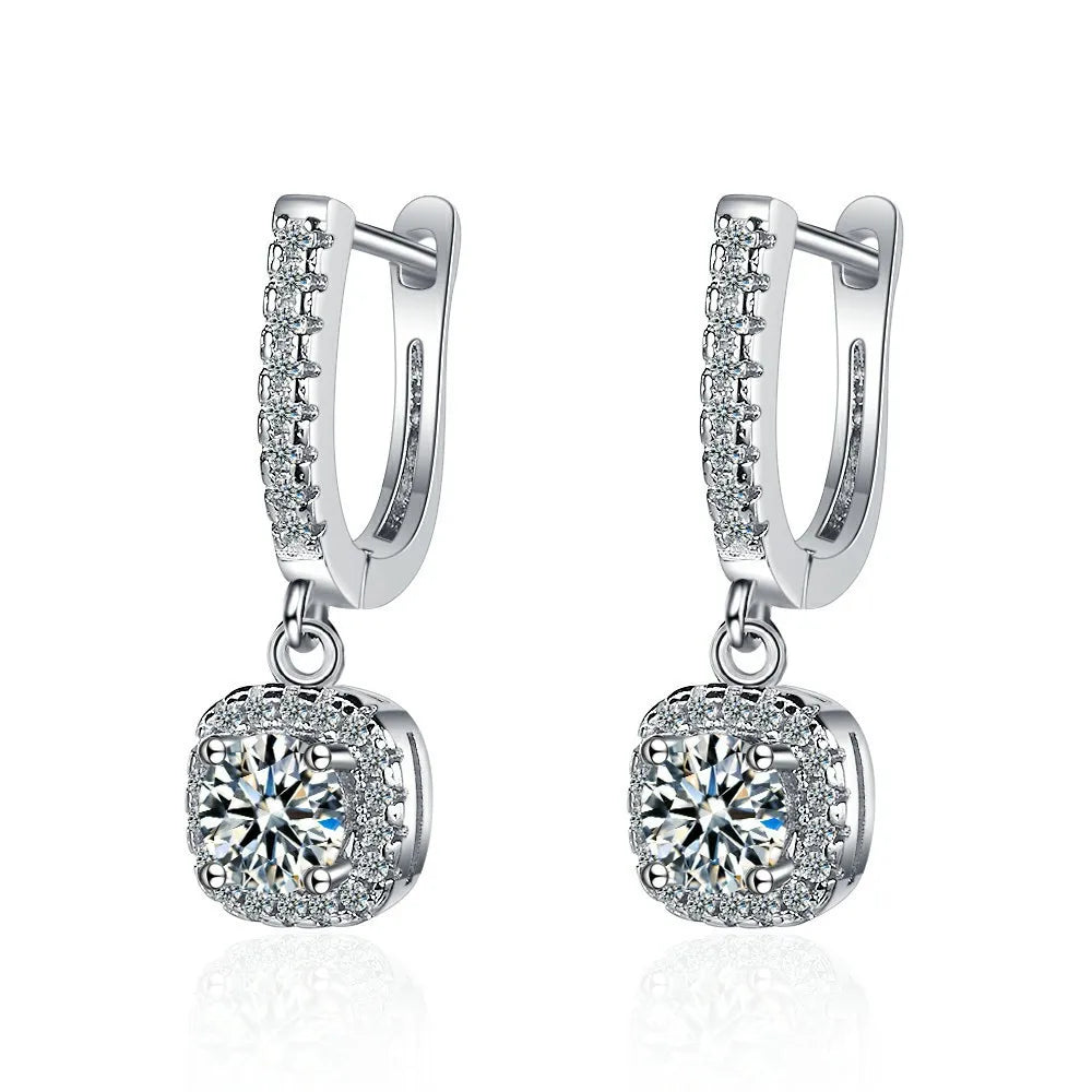 2CT Moissanite Diamond Huggie Hoop Earrings | 925 Sterling Silver