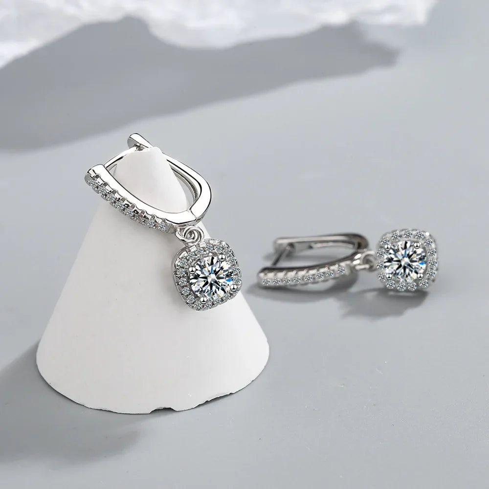 2CT Moissanite Diamond Huggie Hoop Earrings | 925 Sterling Silver
