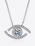 0.5 Carat Moissanite Evil Eye Pendant Necklace | Platinum-Plated Sterling Silver | GRA Certified