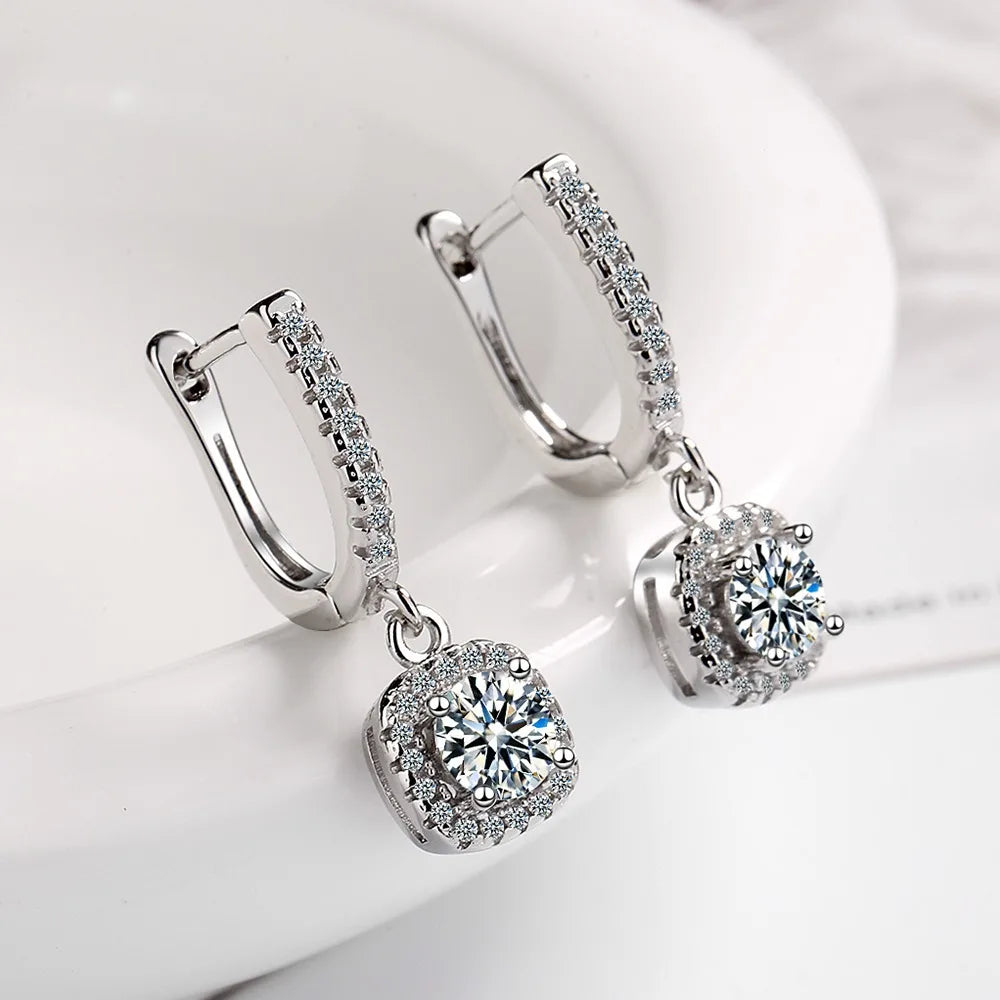 2CT Moissanite Diamond Huggie Hoop Earrings | 925 Sterling Silver