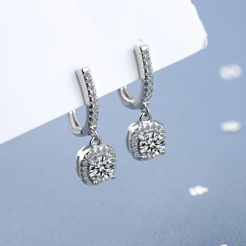 2CT Moissanite Diamond Huggie Hoop Earrings | 925 Sterling Silver