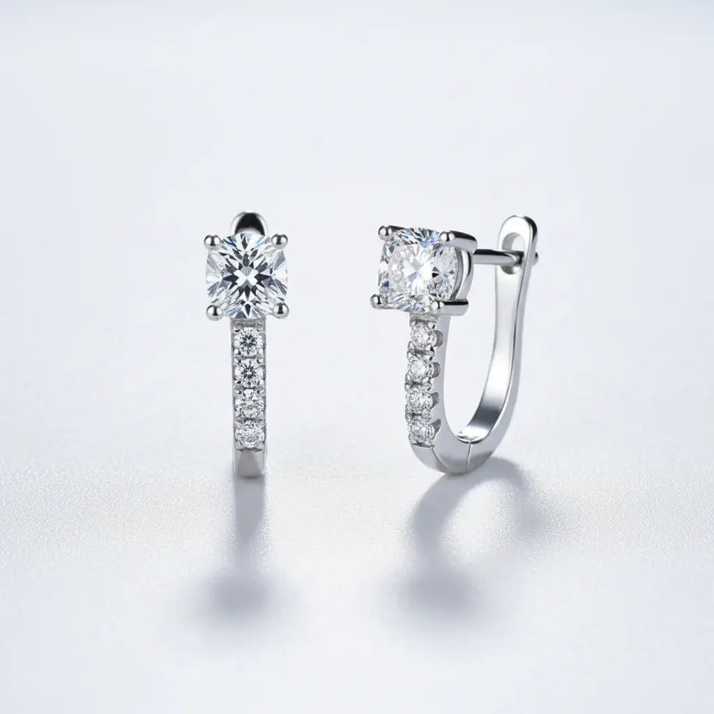 Classic 0.5 Carat Moissanite Diamond Stud Earrings | 925 Sterling Silver