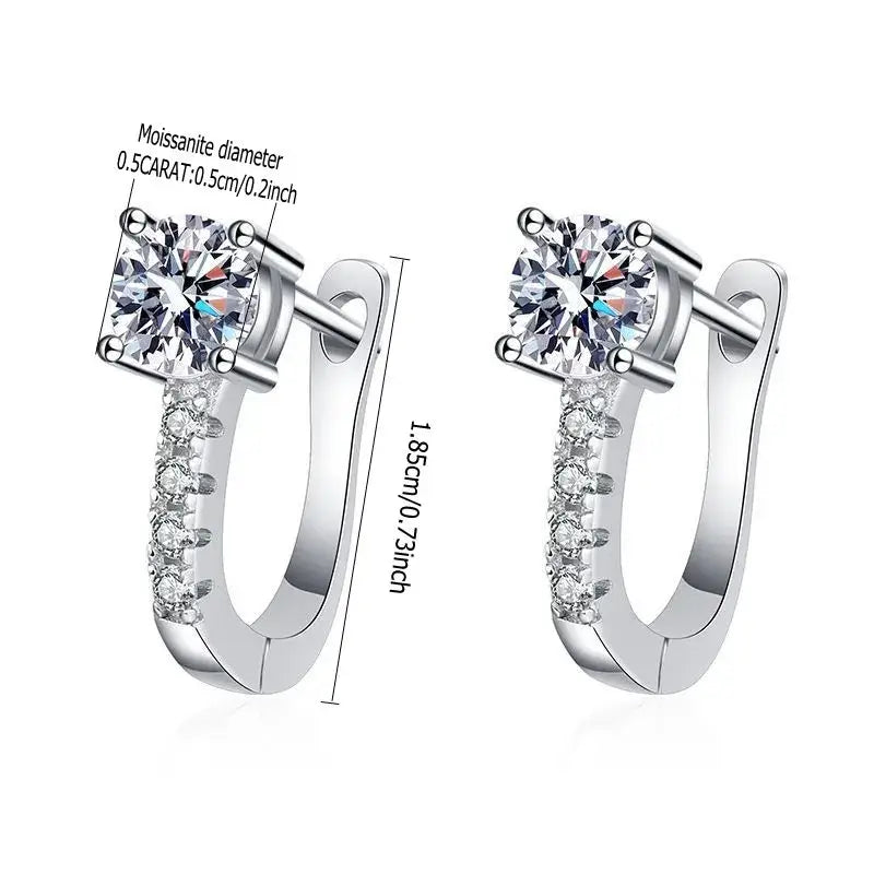 Classic 0.5 Carat Moissanite Diamond Stud Earrings | 925 Sterling Silver