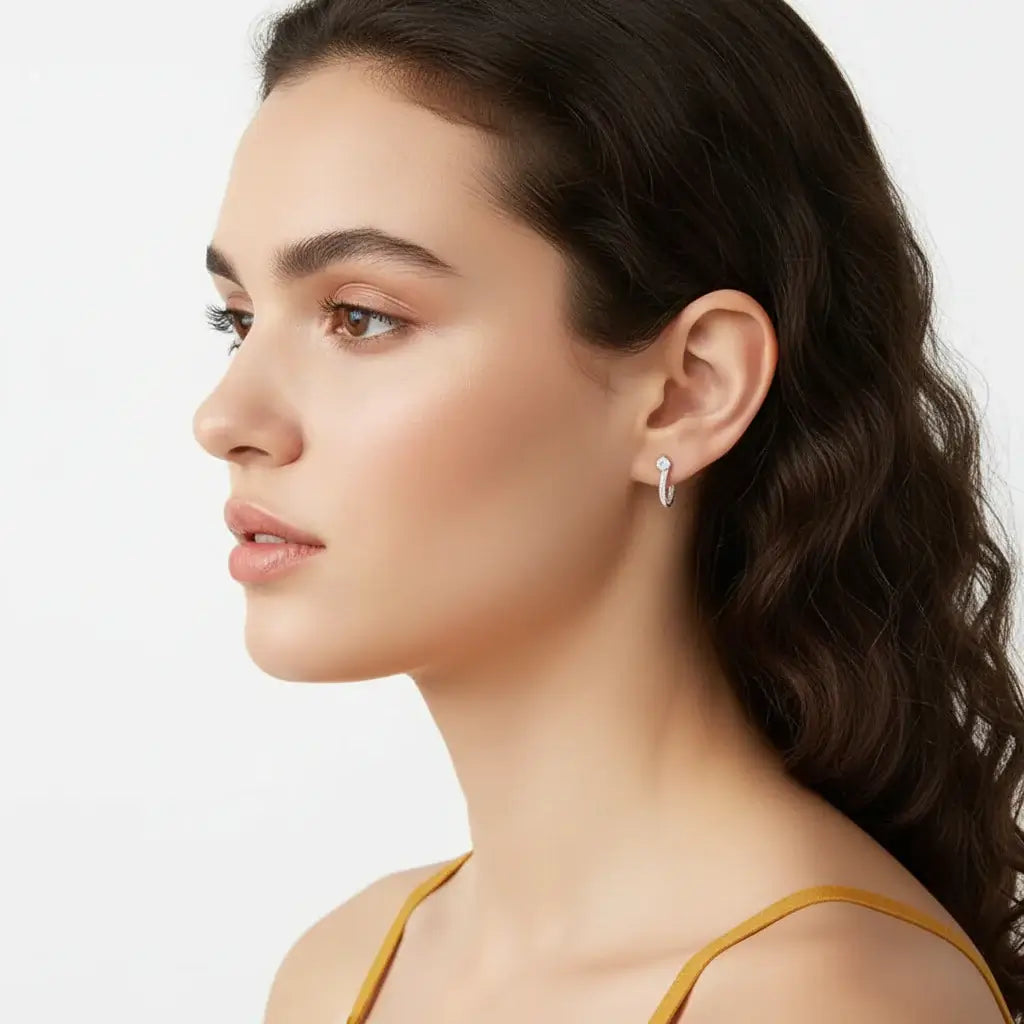 Classic 0.5 Carat Moissanite Diamond Stud Earrings | 925 Sterling Silver