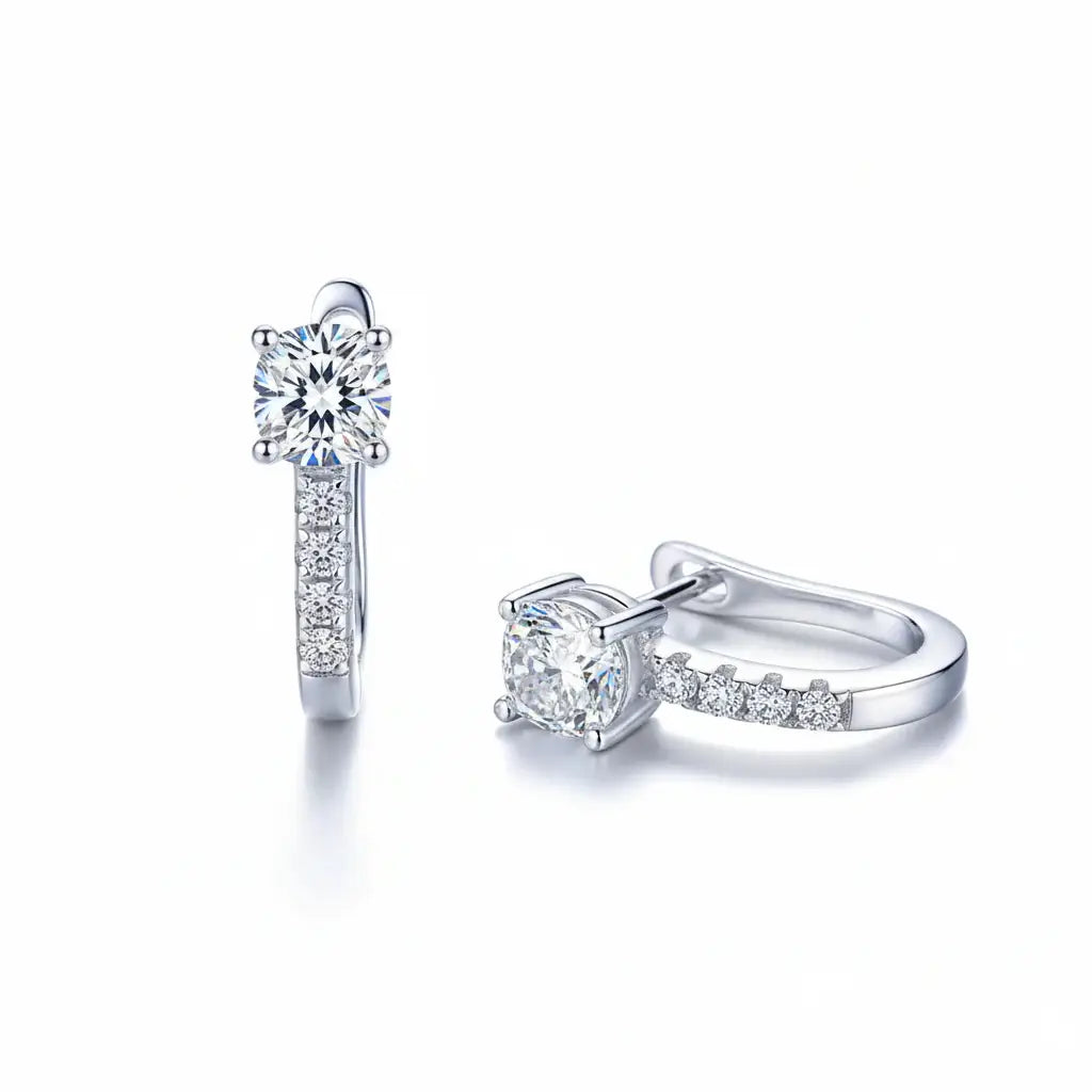Classic 0.5 Carat Moissanite Diamond Stud Earrings | 925 Sterling Silver