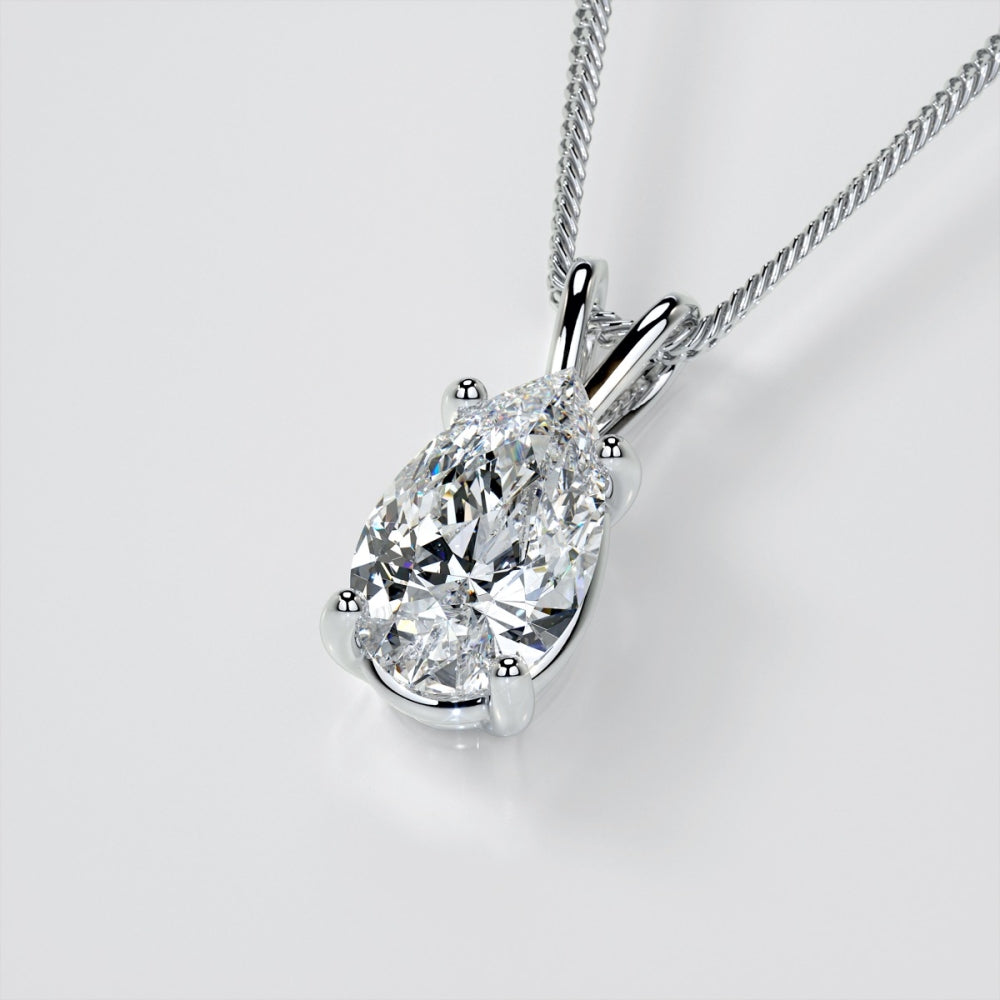 Pear-Cut Lab-Grown Diamond Pendant | 2.00 Carat F/VS2 in 14K White Gold