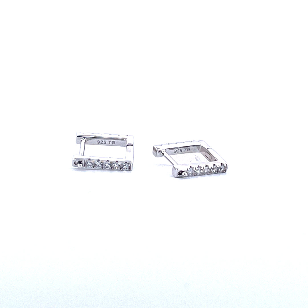 S925 Sterling Silver Moissanite Rectangular Hoop Earrings - Women's Designer Jewelry