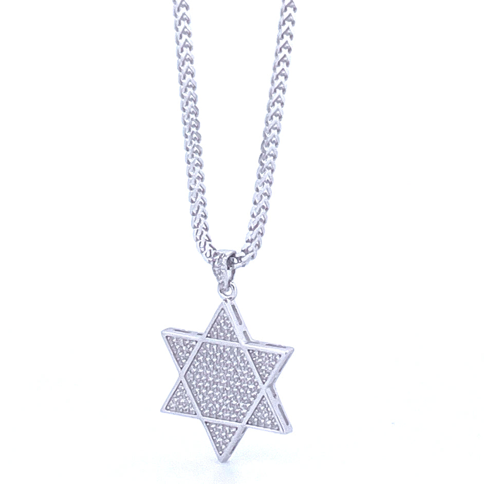 Star of David Moissanite Diamond Necklace | 925 Sterling Silver | Cuban Link Chain