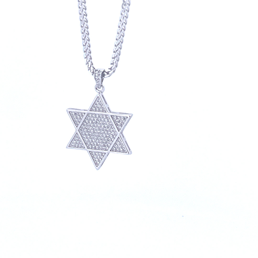 Star of David Moissanite Diamond Necklace | 925 Sterling Silver | Cuban Link Chain